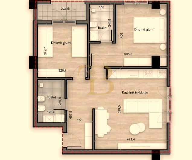 Apartament 2+1+2 në shitje, Porcelan