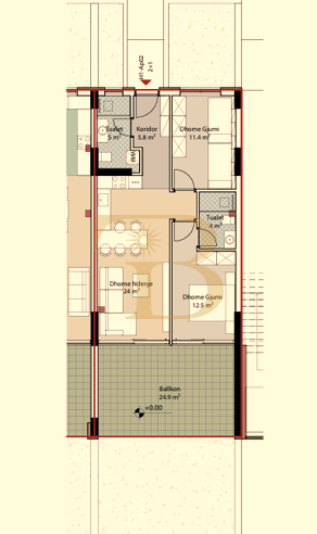 Apartament 2+1+2 në shitje, Porto Lalzi