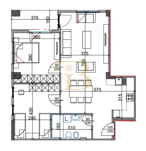 Apartament 2+1 në shitje, Aura Residence