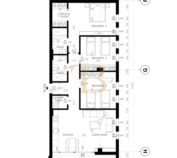Apartament 3+1+2 në shitje/2 Poste Parkimi, Grow Green Residence