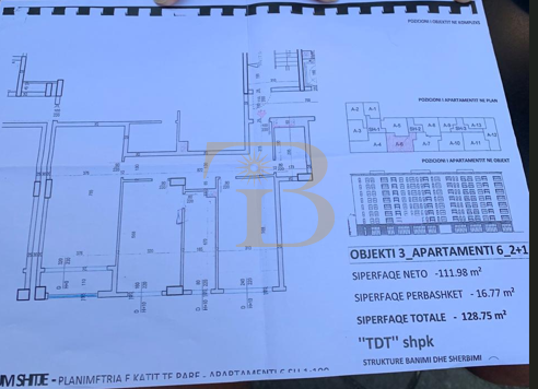 Apartament 2+1+2 / Post parkim në shitje, TDT Rezidence.